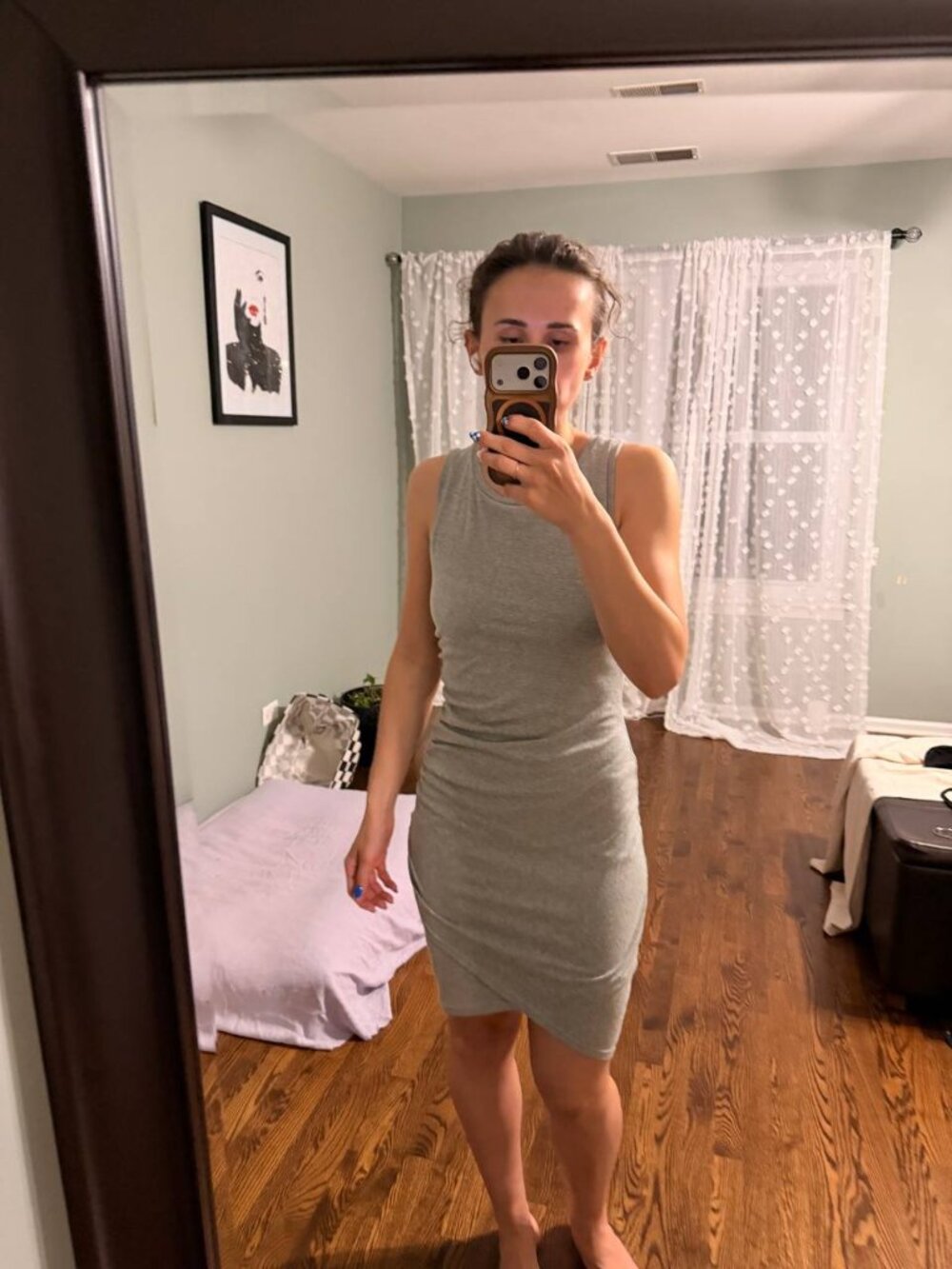 Leith Heather Gray Ruched Bodycon Dress